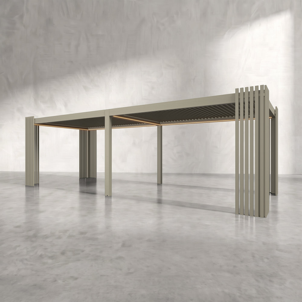 Latte 8m x 3m Aluminium Pergola with Corner Slat Battens