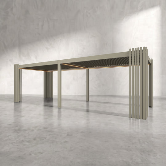 Latte 8m x 3m Aluminium Pergola with Corner Slat Battens