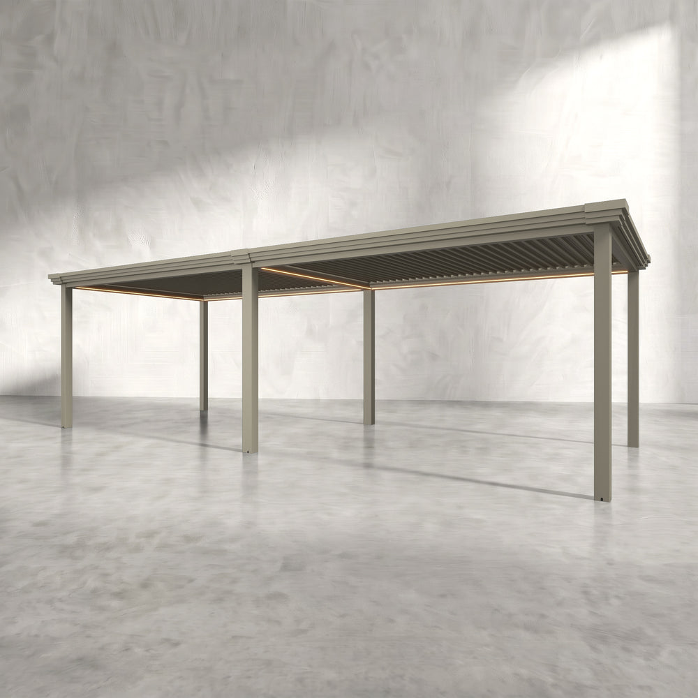Latte 8m x 3m Aluminium Pergola with Modern Coving