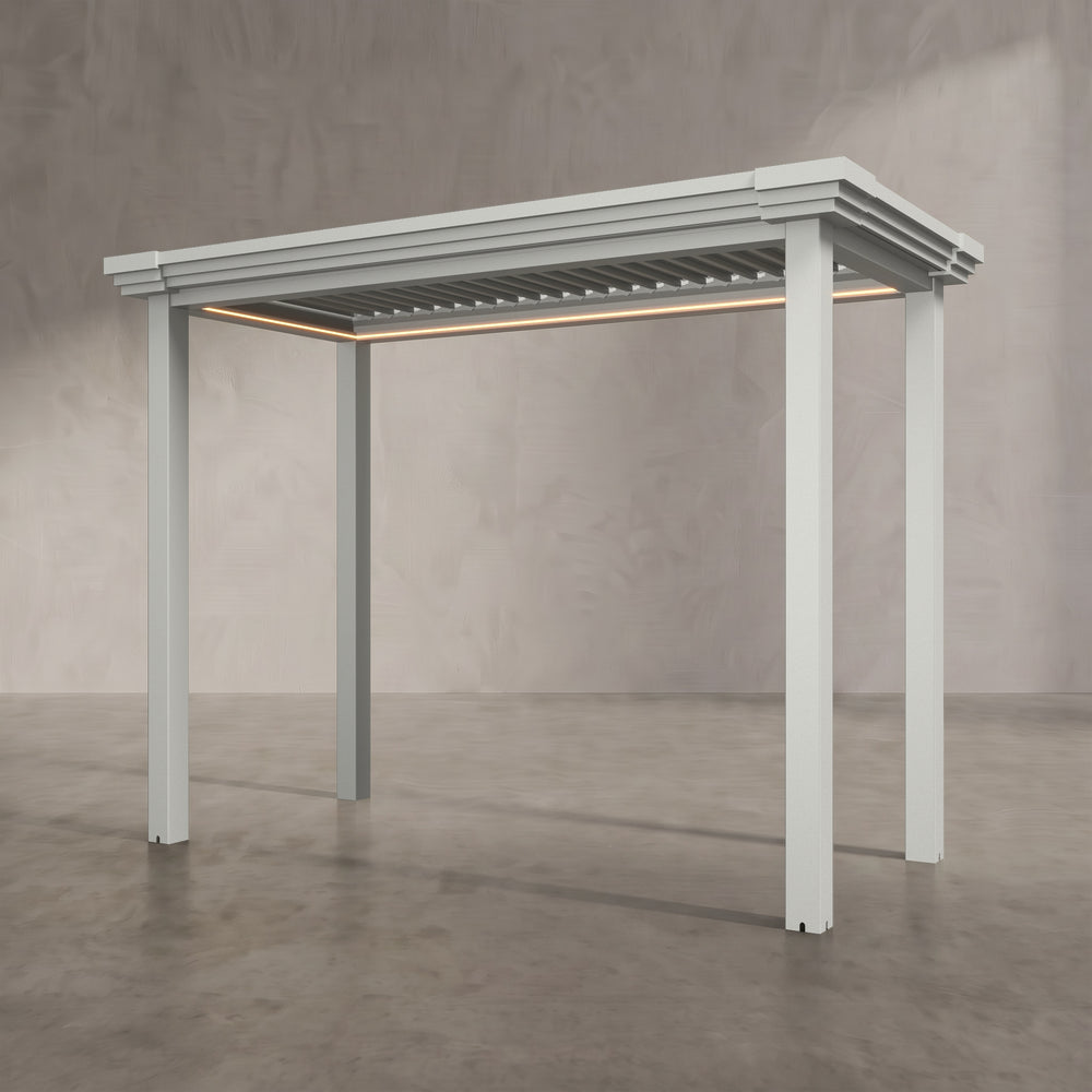 Light Stone 3m x 1.4m Aluminium Pergola with Modern Coving