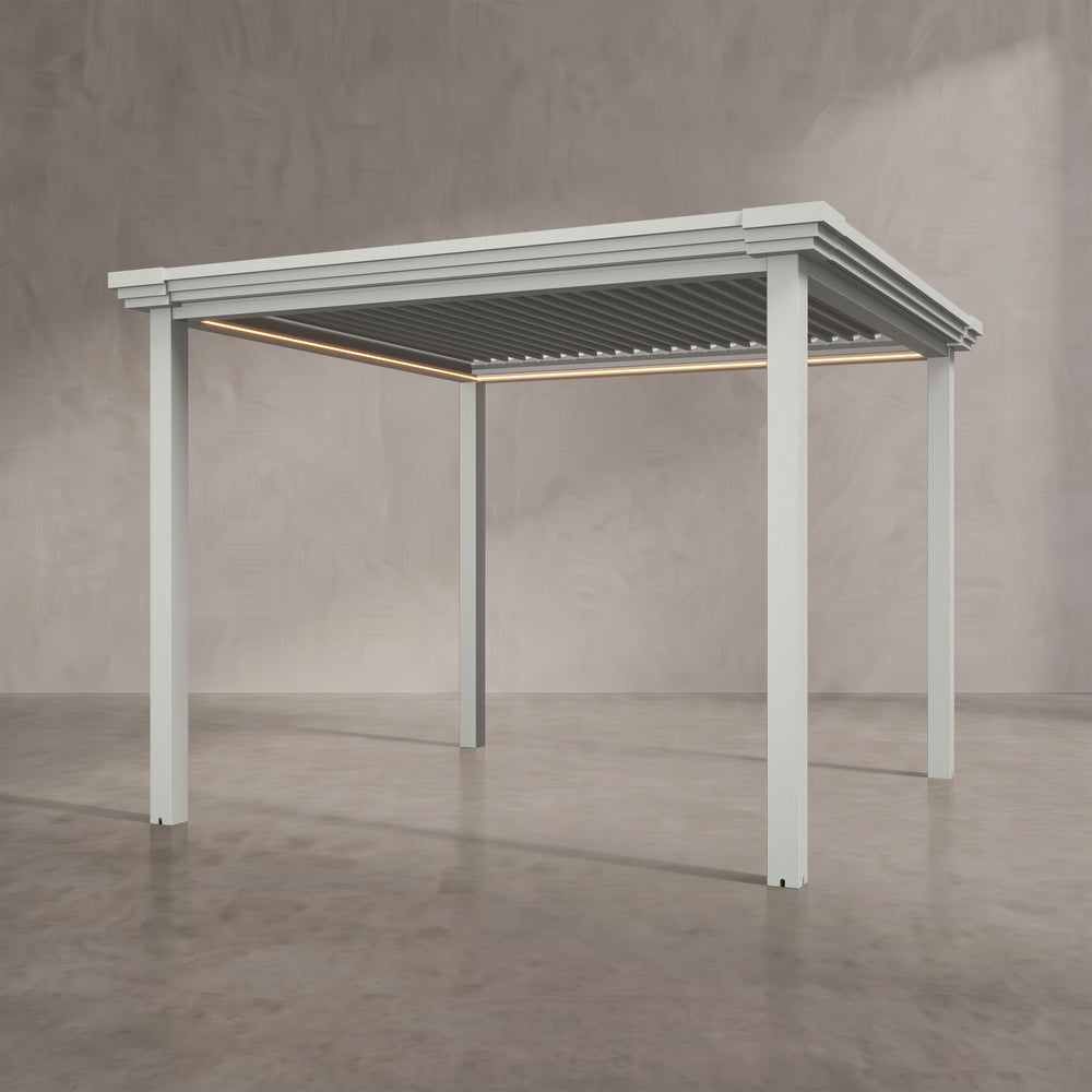 Light Stone 3m x 3m Aluminium Pergola with Modern Coving