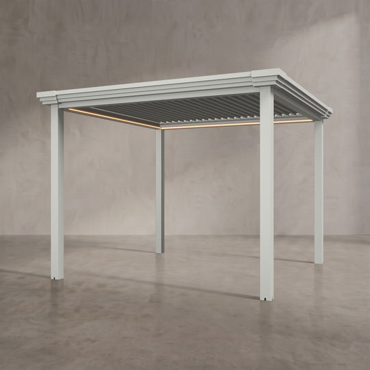 Light Stone 3m x 3m Aluminium Pergola with Modern Coving