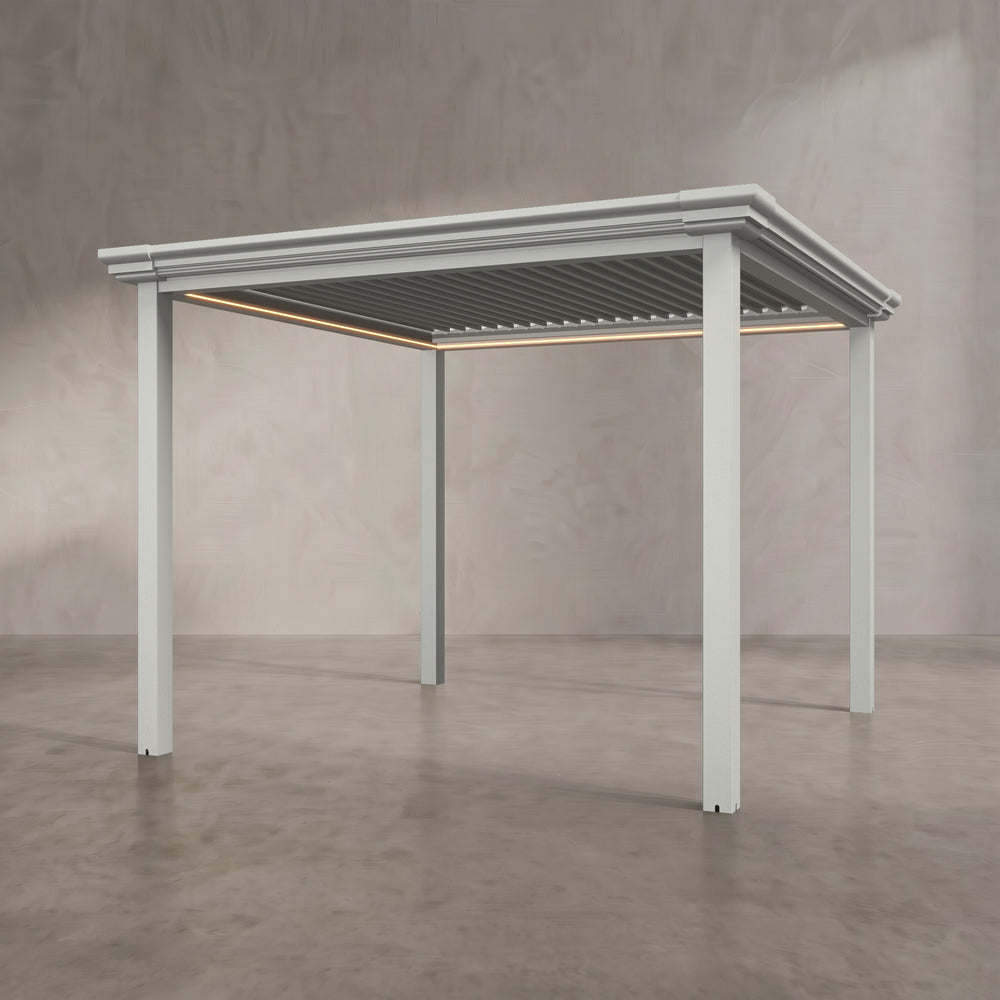 Light Stone 3m x 3m Aluminium Pergola with Traditional Coving