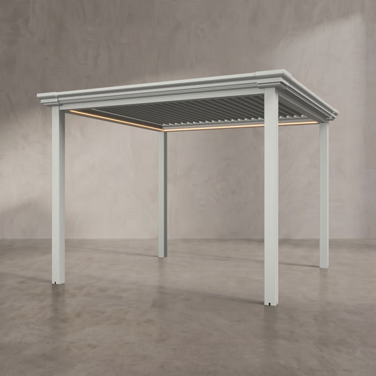 Light Stone 3m x 3m Aluminium Pergola with Traditional Coving