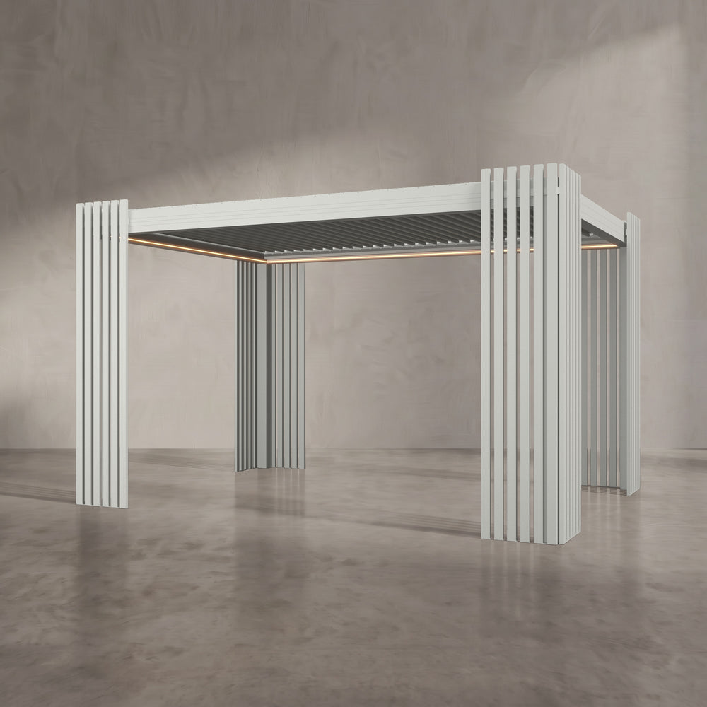 Light Stone 3m x 4m Aluminium Pergola with Corner Slat Battens