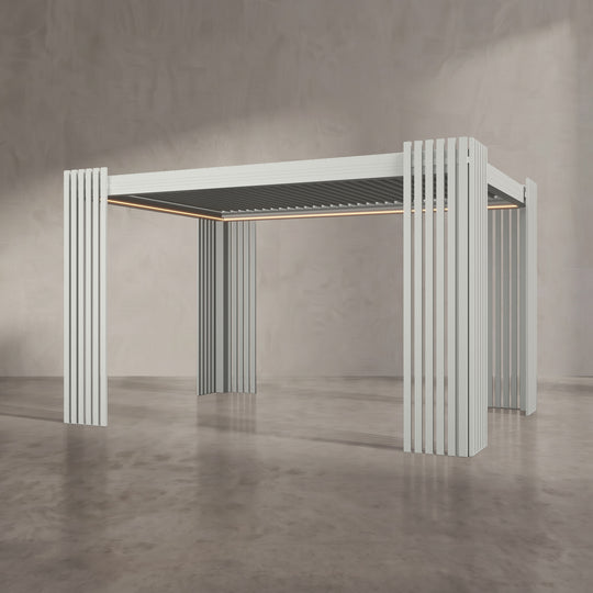 Light Stone 3m x 4m Aluminium Pergola with Corner Slat Battens