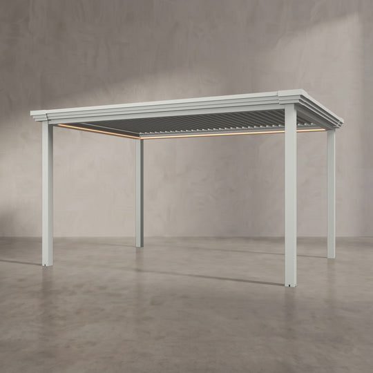 Light Stone 3m x 4m Aluminium Pergola with Modern Coving