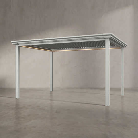 Light Stone 3m x 4m Aluminium Pergola with Traditional Coving