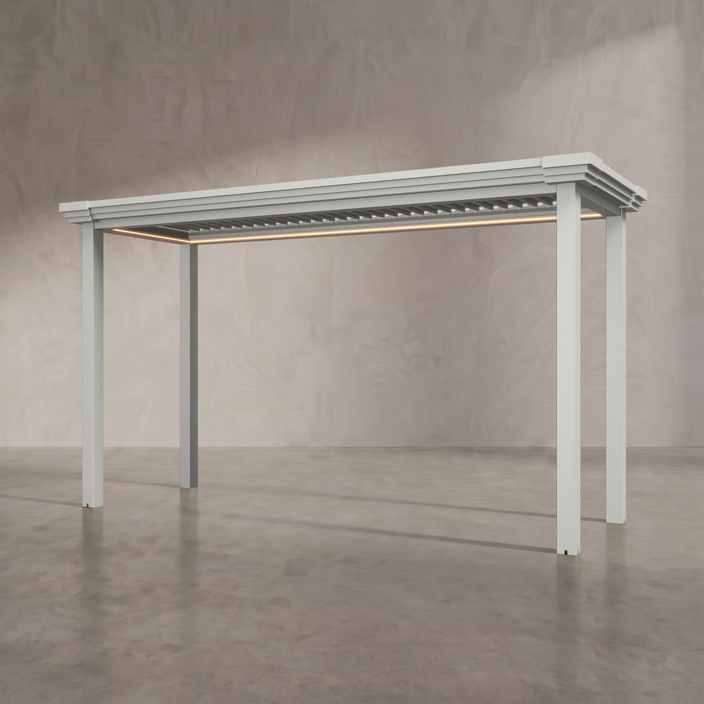 Light Stone 4m x 1.4m Aluminium Pergola with Modern Coving