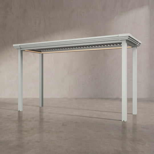 Light Stone 4m x 1.4m Aluminium Pergola with Modern Coving