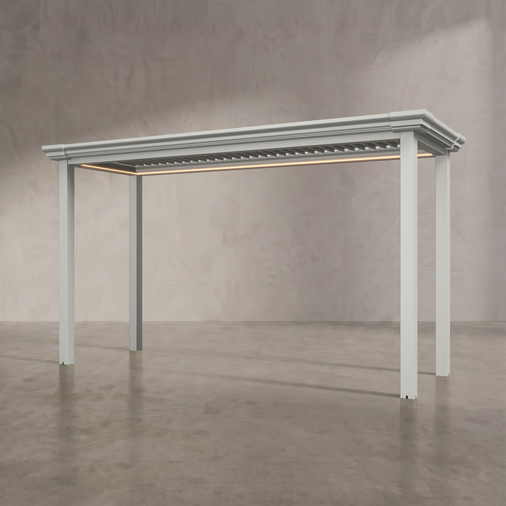 Light Stone 4m x 1.4m Aluminium Pergola with Traditional Coving