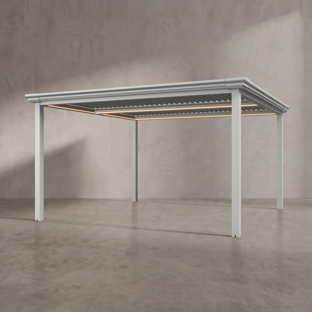 Light Stone 4m x 4m Aluminium Pergola with Traditional Coving