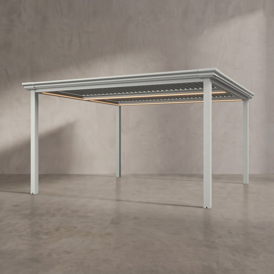Light Stone 4m x 4m Aluminium Pergola with Traditional Coving