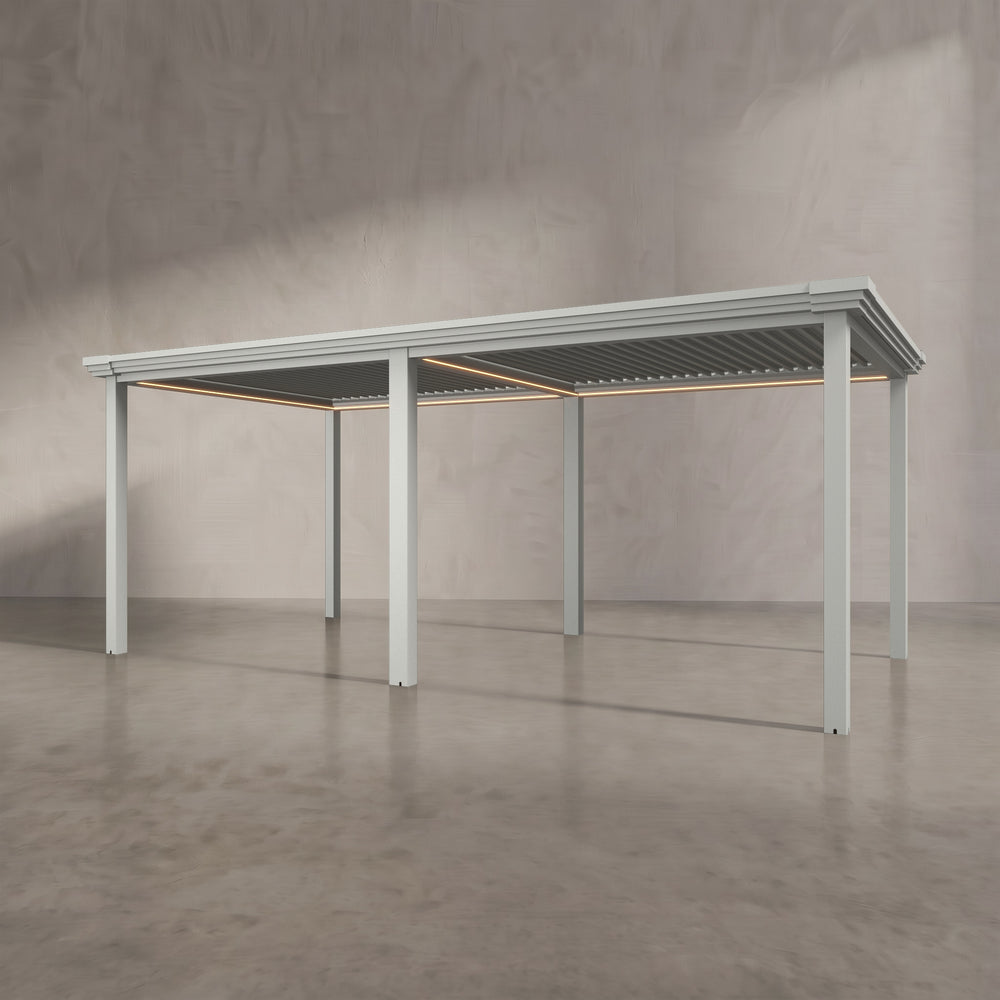 Light Stone 6m x 3m Aluminium Pergola with Modern Coving