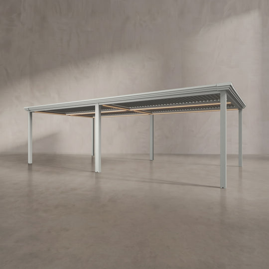 Light Stone 8m x 4m Aluminium Pergola with Modern Coving