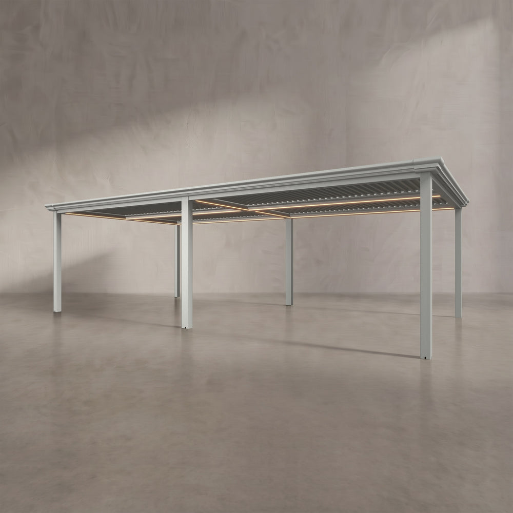 Light Stone 8m x 4m Aluminium Pergola with Traditional Coving