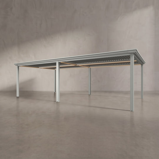 Light Stone 8m x 4m Aluminium Pergola with Traditional Coving