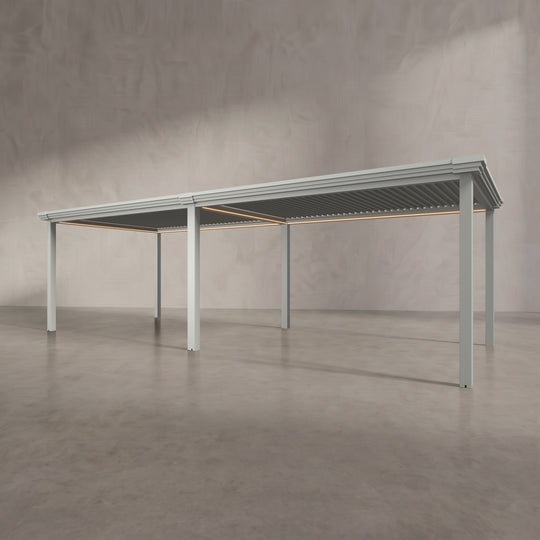 Light Stone 8m x 3m Aluminium Pergola with Modern Coving