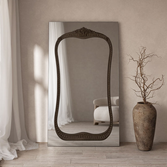 Barocco Frame Within Rectangular Full-Length Leaner Mirror