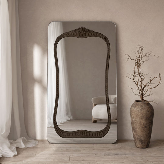 Barocco Frame Within Rounded Rectangle Full-Length Leaner Mirror