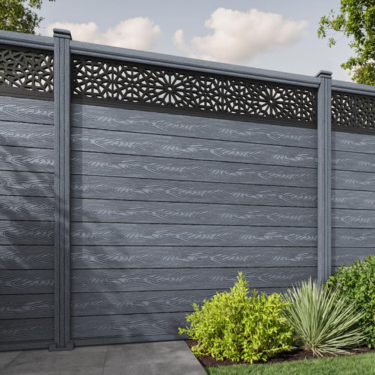 Classic Alnara Fence Panel - Anthracite - with our composite posts