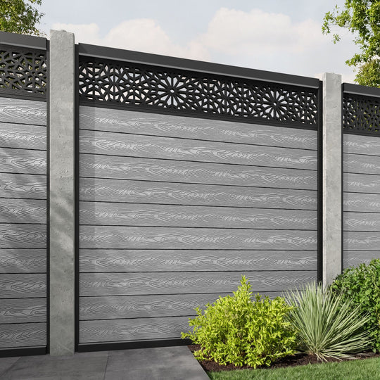 Classic Alnara Fence Panel - Light Grey - for existing concrete posts