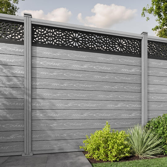 Classic Alnara Fence Panel - Light Grey - with our composite posts