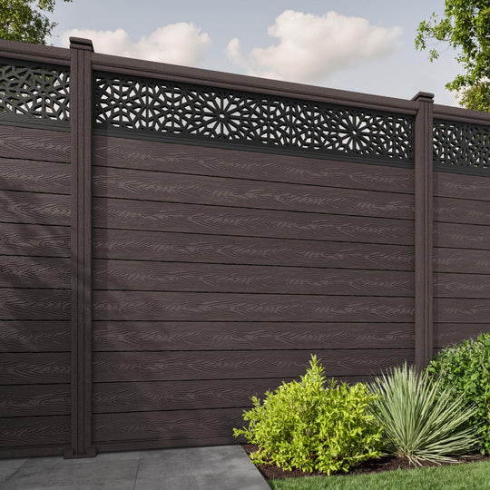 Classic Alnara Fence Panel - Mid Brown - with our composite posts