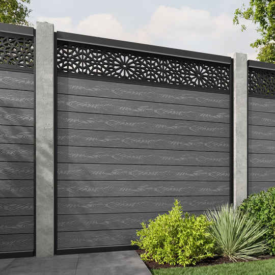 Classic Alnara Fence Panel - Mid Grey - for existing concrete posts