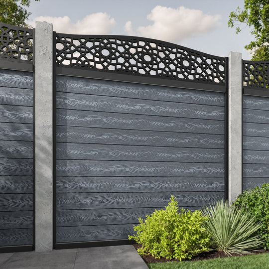 Classic Ambar Curved Top Fence Panel - Anthracite - for existing concrete posts