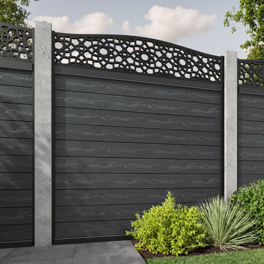 Classic Ambar Curved Top Fence Panel - Dark Grey - for existing concrete posts