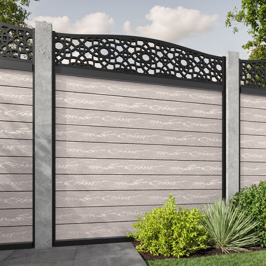 Classic Ambar Curved Top Fence Panel - Mid Stone - for existing concrete posts