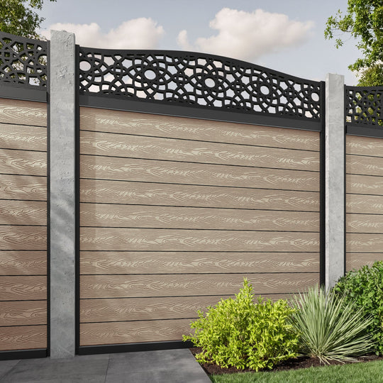 Classic Ambar Curved Top Fence Panel - Light Oak - for existing concrete posts