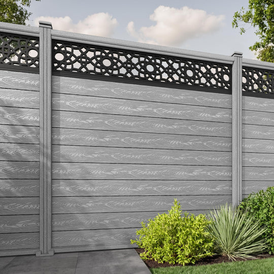 Classic Ambar Fence Panel - Light Grey - with our composite posts