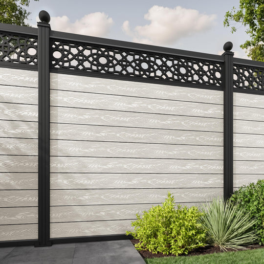 Classic Ambar Fence Panel - Light Stone - with our aluminium posts