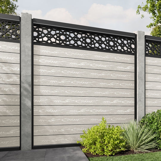 Classic Ambar Fence Panel - Light Stone - for existing concrete posts