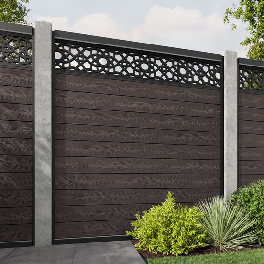 Classic Ambar Fence Panel - Mid Brown - for existing concrete posts