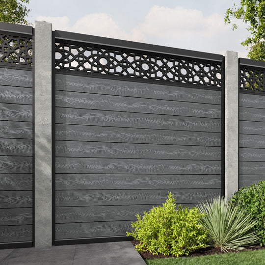 Classic Ambar Fence Panel - Mid Grey - for existing concrete posts
