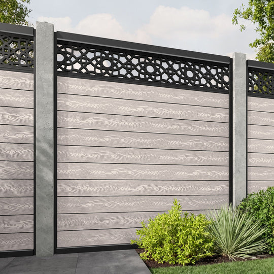 Classic Ambar Fence Panel - Mid Stone - for existing concrete posts