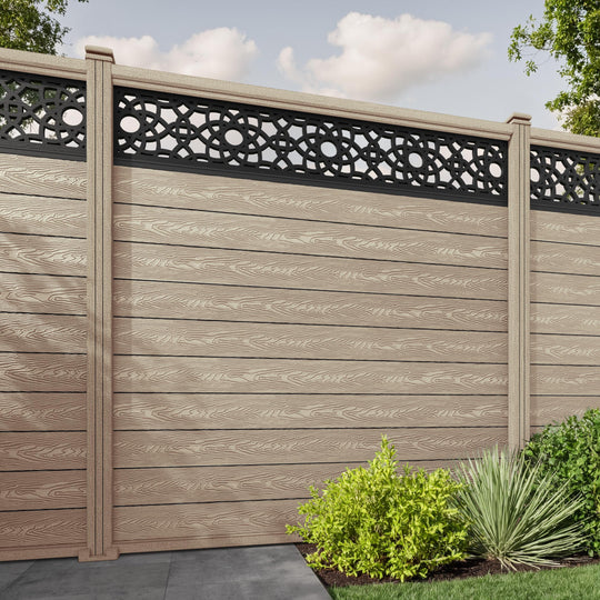 Classic Ambar Fence Panel - Light Oak - with our composite posts
