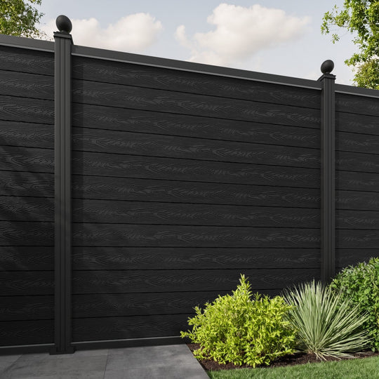 Classic Fence Panel - Black - with our aluminium posts