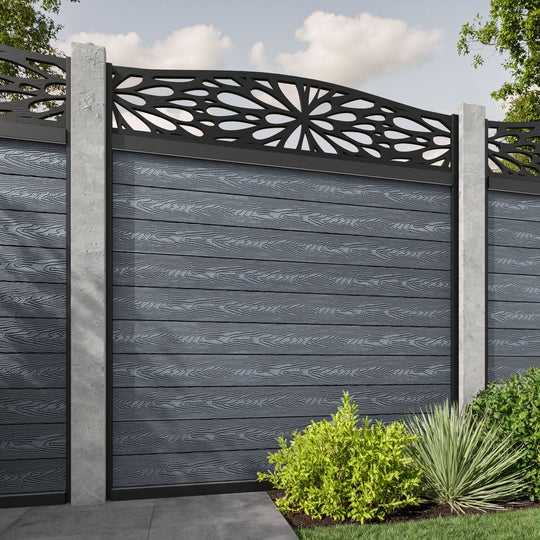Classic Blossom Curved Top Fence Panel - Anthracite - for existing concrete posts