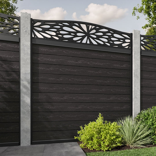 Classic Blossom Curved Top Fence Panel - Dark Oak - for existing concrete posts