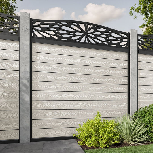 Classic Blossom Curved Top Fence Panel - Light Stone - for existing concrete posts
