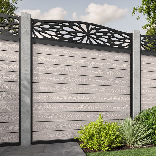 Classic Blossom Curved Top Fence Panel - Mid Stone - for existing concrete posts