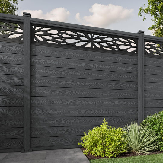 Classic Blossom Fence Panel - Dark Grey - with our composite posts