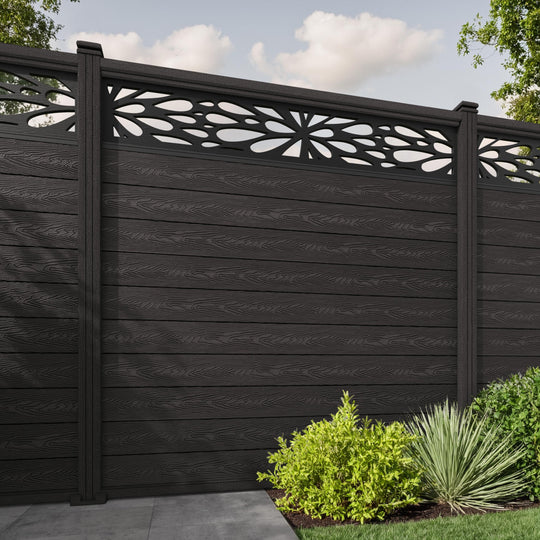 Classic Blossom Fence Panel - Dark Oak - with our composite posts