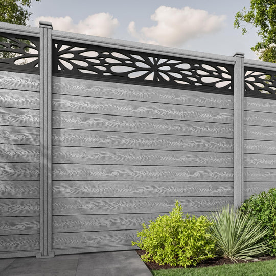Classic Blossom Fence Panel - Light Grey - with our composite posts