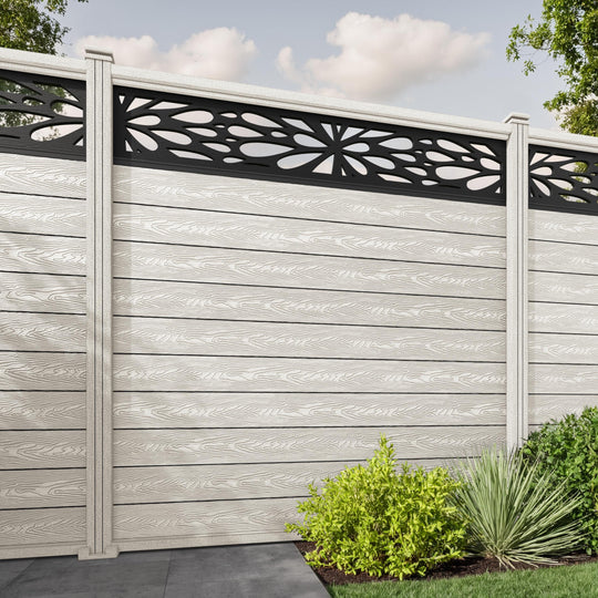 Classic Blossom Fence Panel - Light Stone - with our composite posts