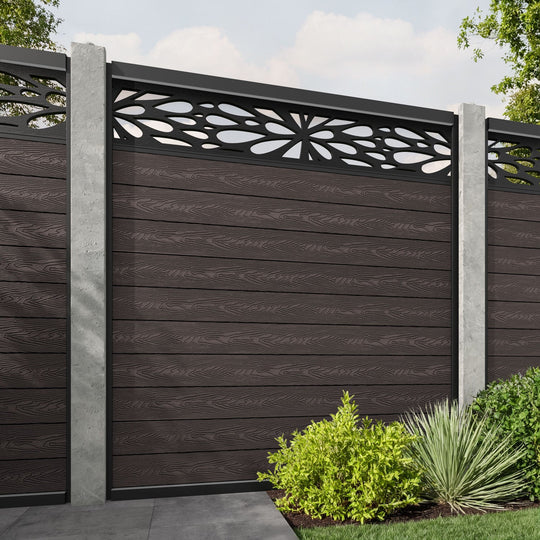 Classic Blossom Fence Panel - Mid Brown - for existing concrete posts